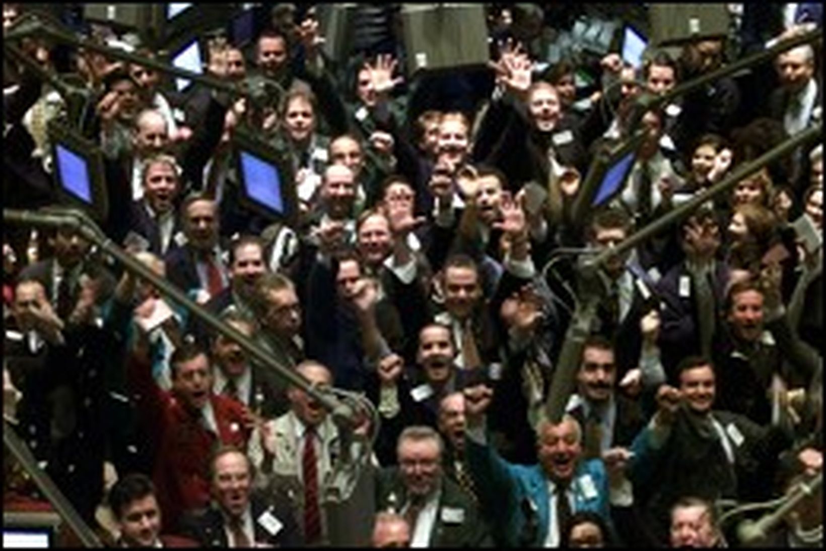 Verðbréfasalar á Wall Street fögnuðu mjög þegar Dow Jones vísitalan …