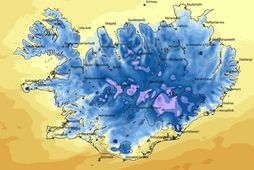 Hitaspá á landinu klukkan 12 á hádegi.