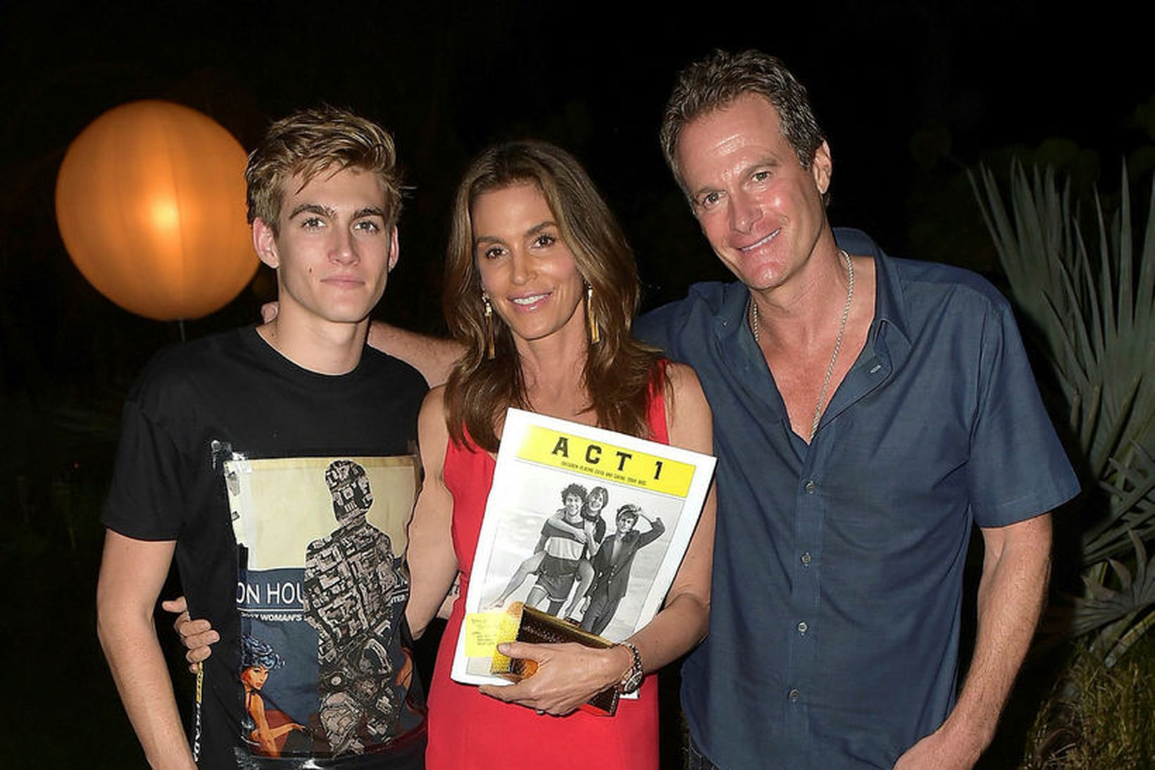 Presley Walker Gerber með foreldrum sínum Cindy Crawford og Rande …