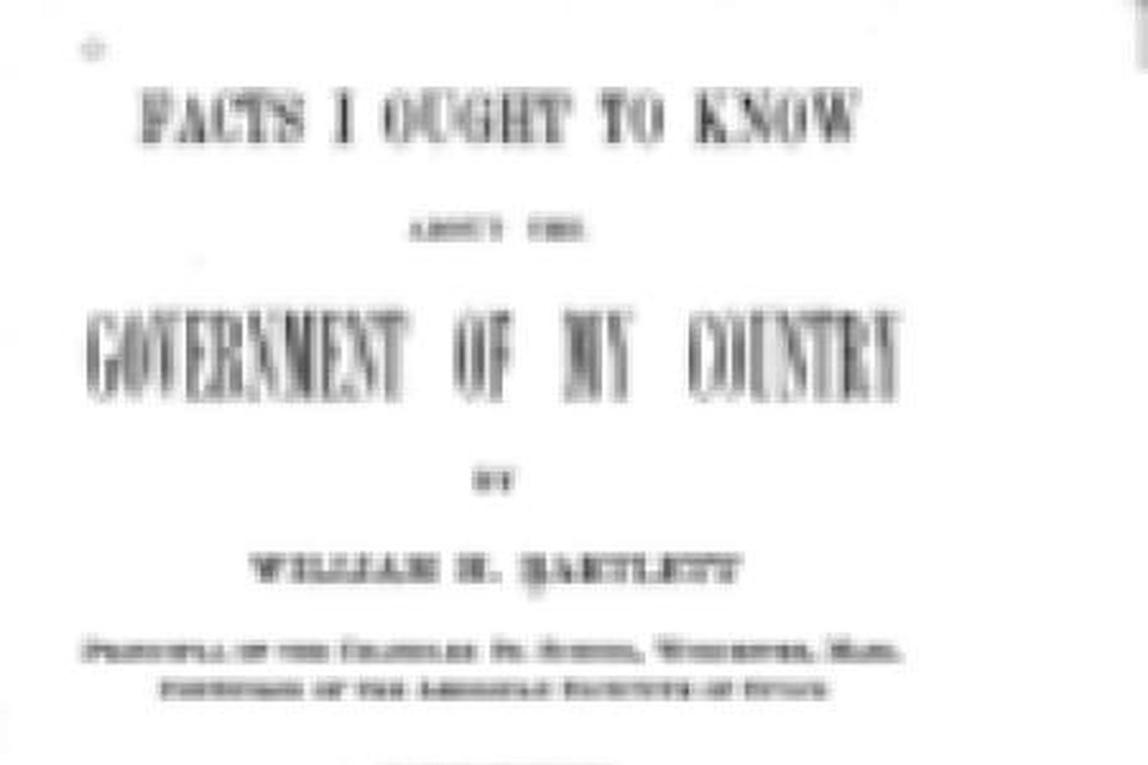 Bókinni „Facts I Ought to Know about the Government of …