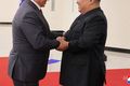 Perluvinir Sergei Shoígu og Kim Jong-un ræddu samvinnu í gær.