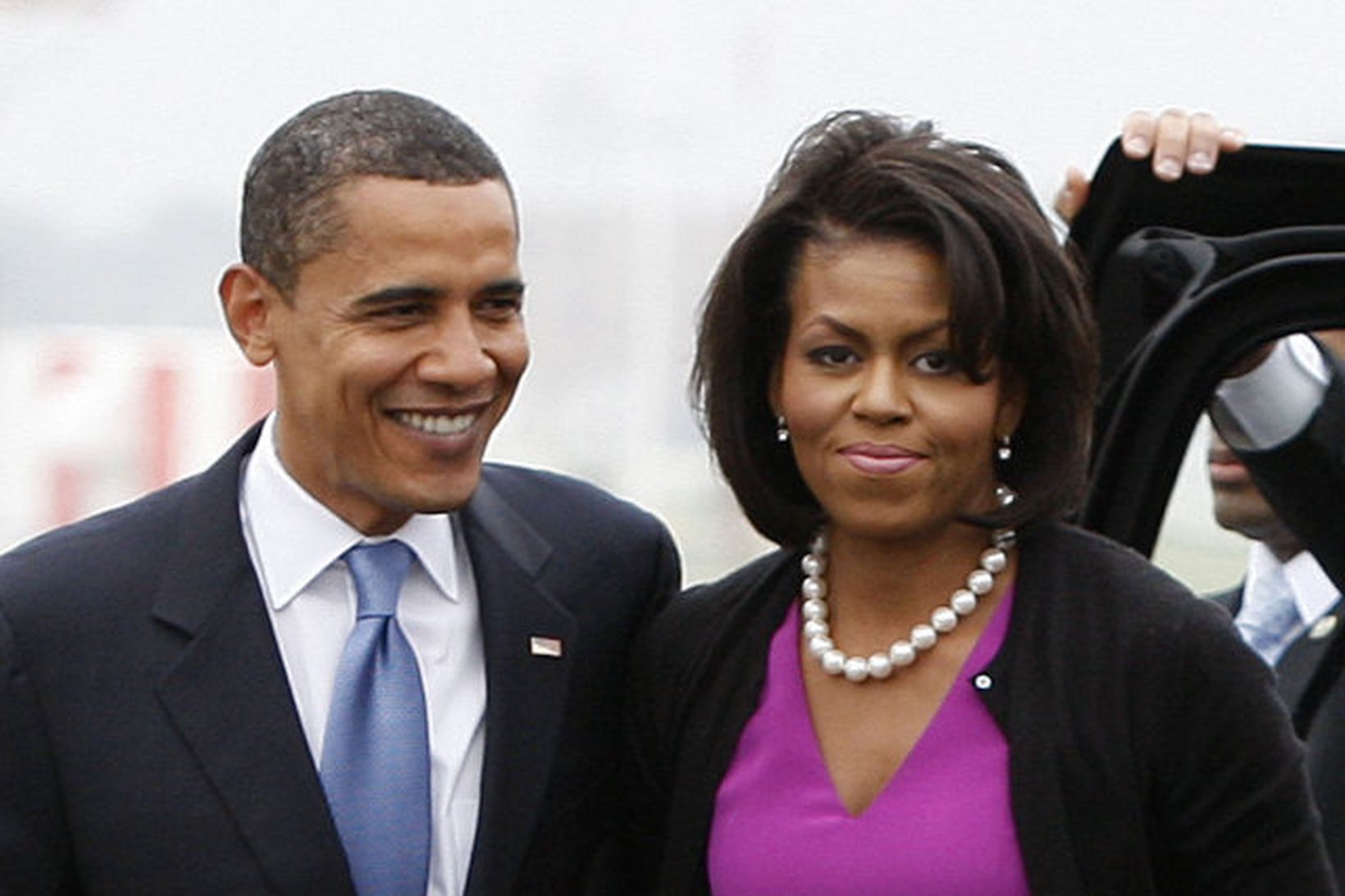 Obama með konu sinni, Michelle.