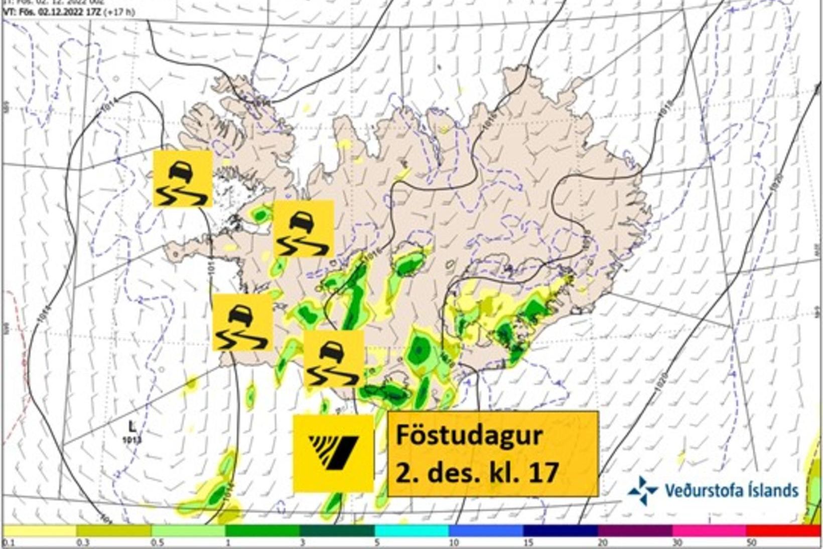 Búast má við lúmskri hálku sunnan- og vestanlands.