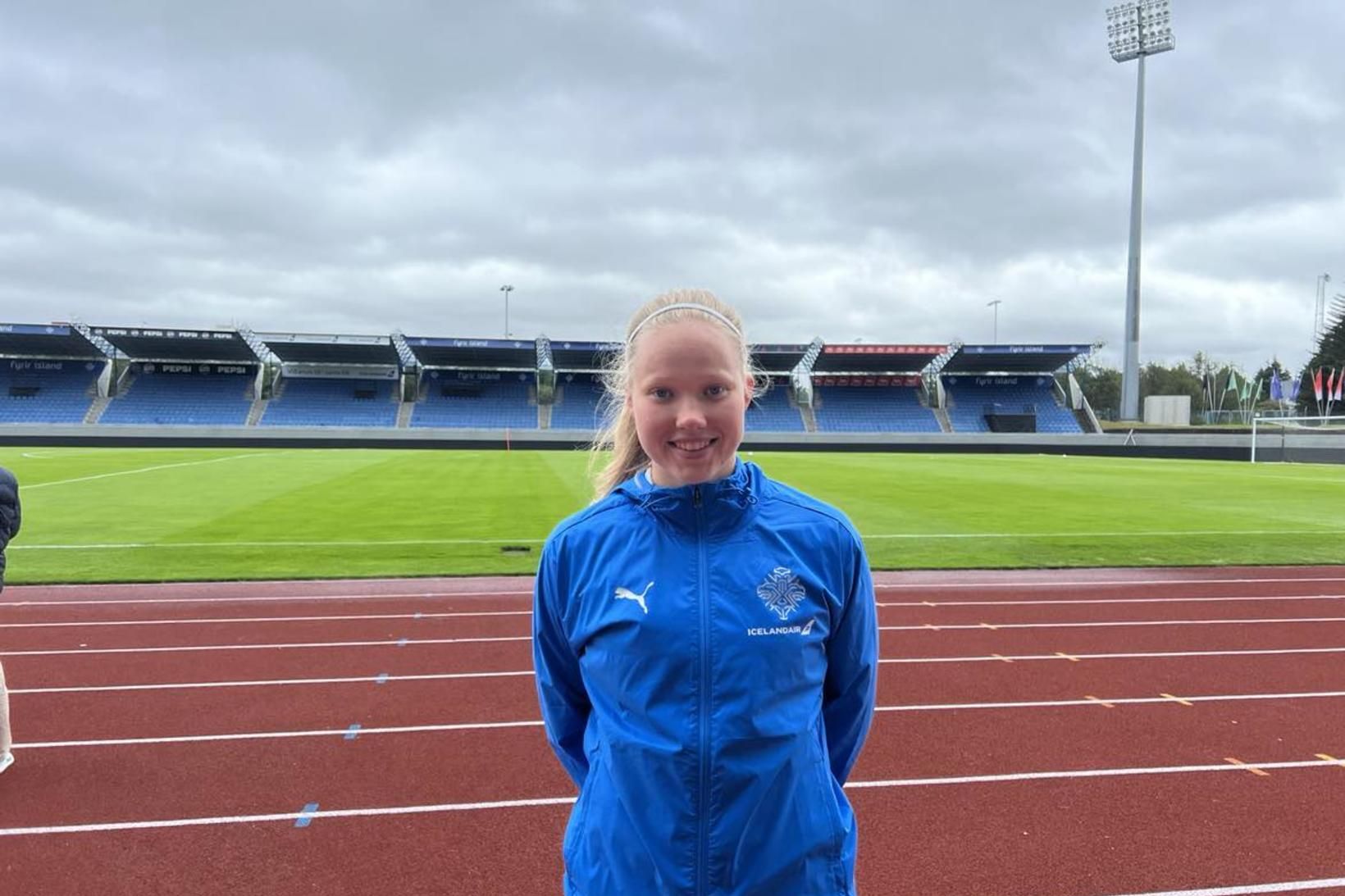 Hlín Eiríksdóttir fyrir æfingu með íslenska landsliðinu í dag.
