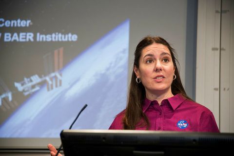 Dr. Jennifer Heldmann explained NASA's interest in Iceland at a lecture at the University of Reykjavik.