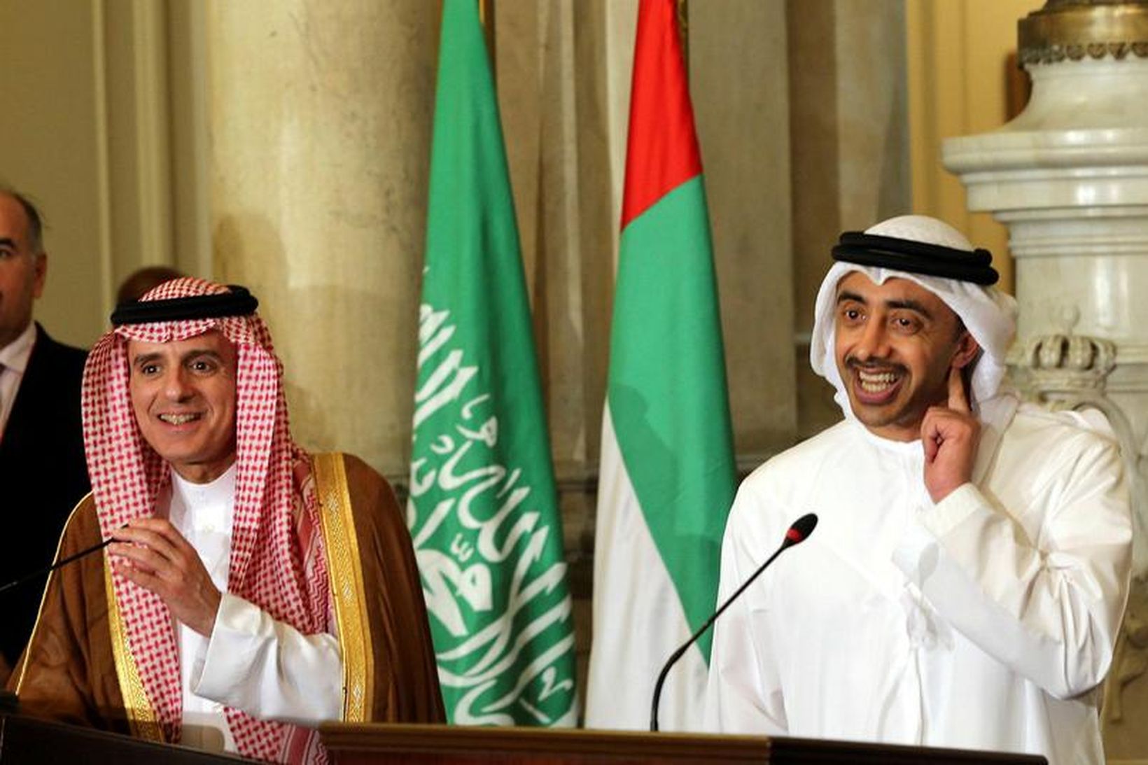 Adel bin Ahmed al-Jubeir, utanríkisráðherra Sádi-Arabíu og Abdullah bin Zayed …