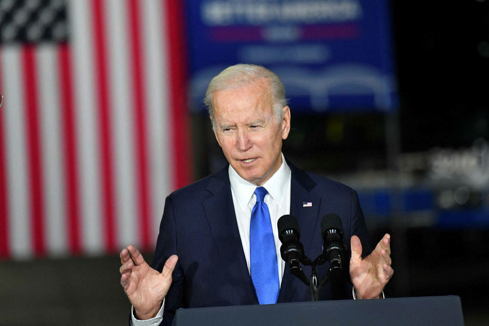 Joe Biden, forseti Bandaríkjanna, á blaðamannafundi í gær.