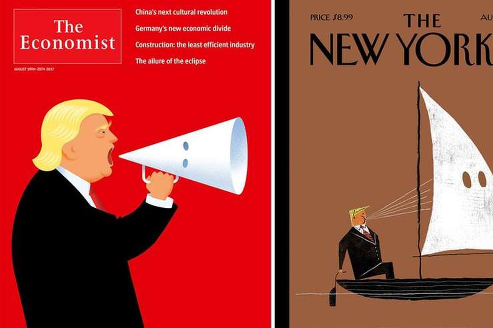 Fosíðumyndir tímaritanna The Economist og The New Yorker gagnrýna ummæli …