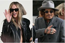 Charlize Theron og Johnny Depp þegar þau mættu á sýningu Dior á tískuvikunni í París.