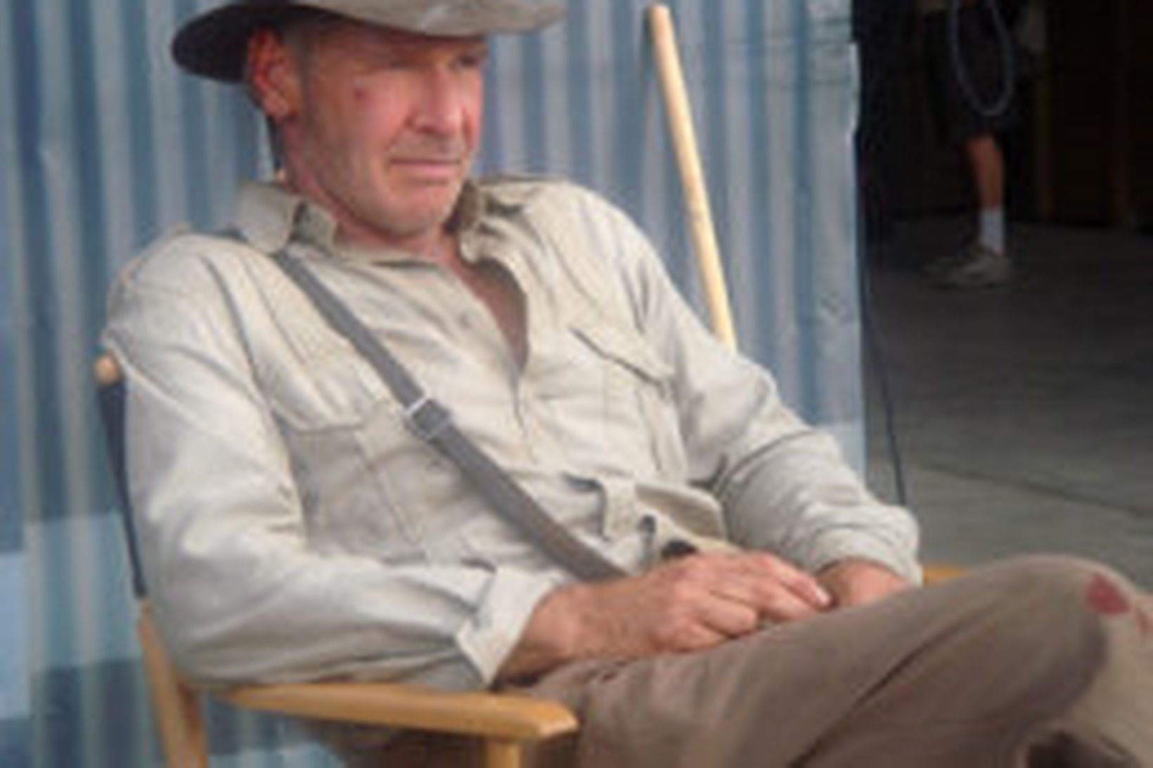 Harrison Ford við tökur á væntanlegri mynd um Indiana Jones.