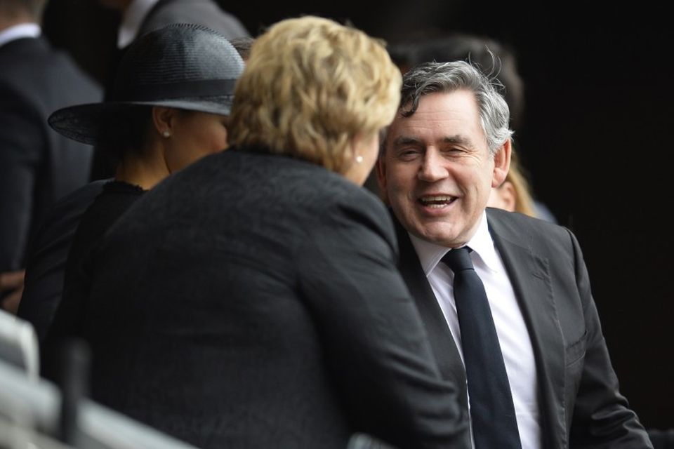 Gordon Brown fyrrverandi forsætisráðherra Bretlands var meðal gesta á minningarathöfninni.