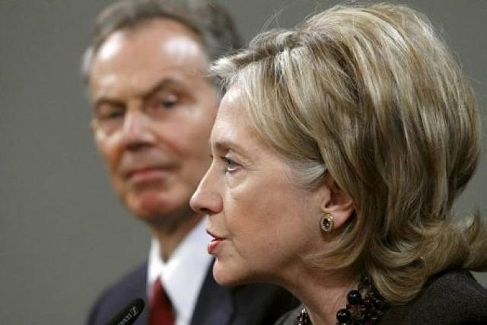 Tony Blair, sérlegur sendimaður ríkjakvartettsins, og Hillary Clinton, utanríkisráðherra Bandaríkjunum, …