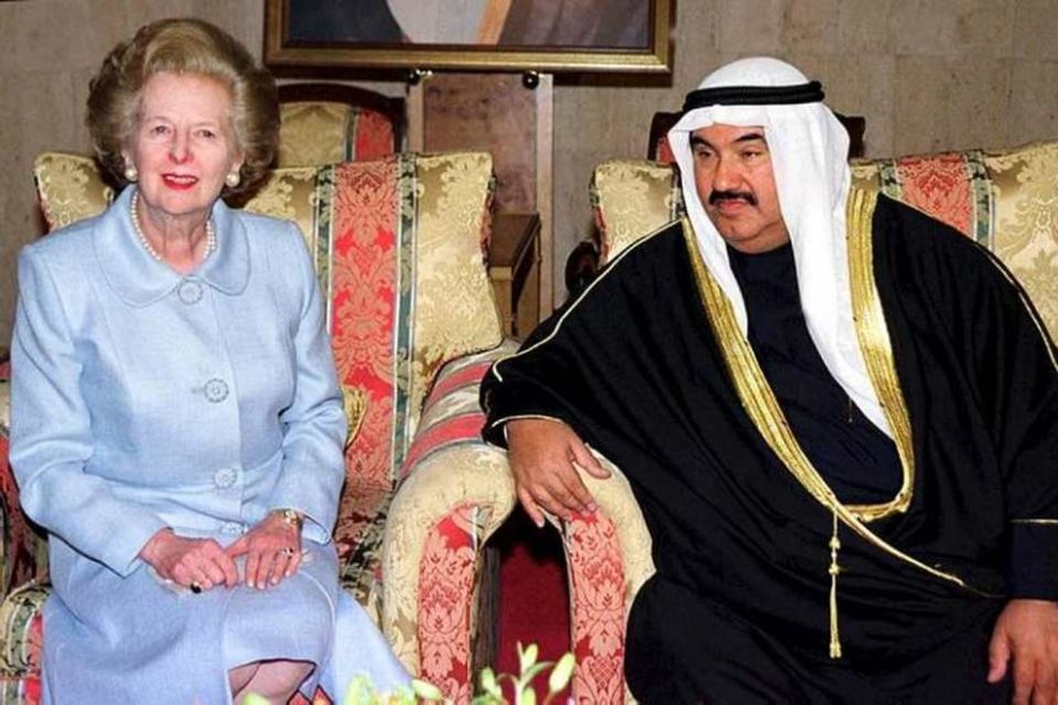 24. febrúar 2001. Margaret Thatcher Sheikh Nasser Mohammed al-Sabah í Kúveit.