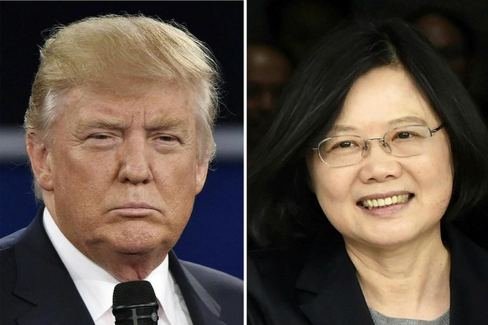 Samsett mynd af Donald Trump og Tsai Ing-wen.