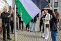 Palestína Fáninn var dreginn að húni við Ráðhús Reykjavíkur í gær.