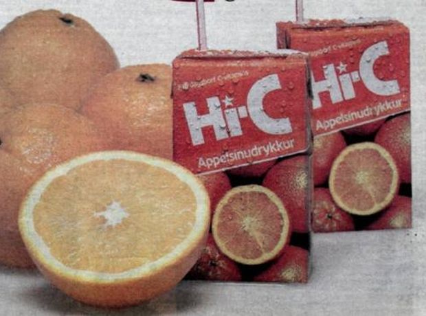 Hi-C var til með appelsínu- og sítrónubragði. Auglýsing úr Morgunblaðinu 1985.