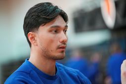Kristján Örn Kristjánsson fyrir æfingu með íslenska landsliðinu.