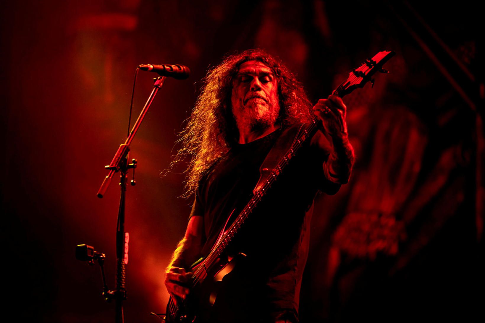 Tom Araya, bassaleikari og söngvari Slayer, á tónlistarhátíðinni Rock in …