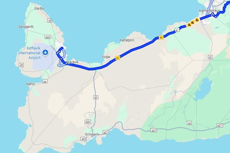 Google fixes the error that showed Reykjanesbraut as closed