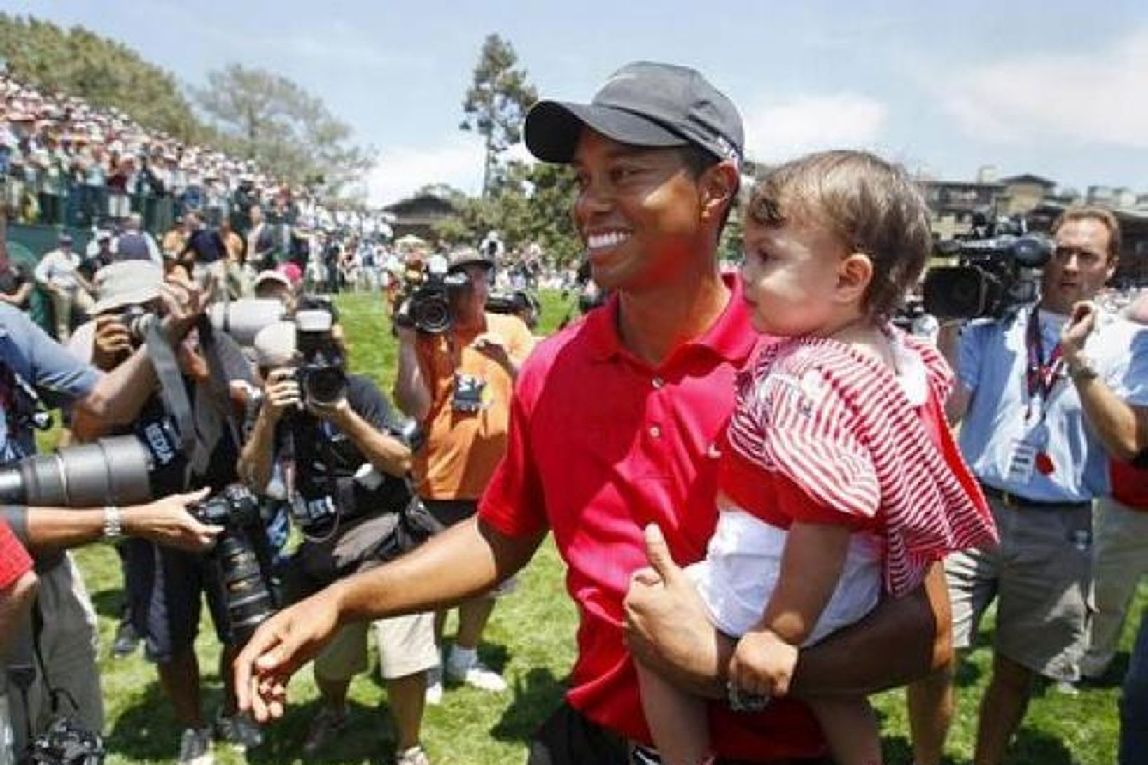 Tiger Woods með dóttur sína, Sam Alexis.