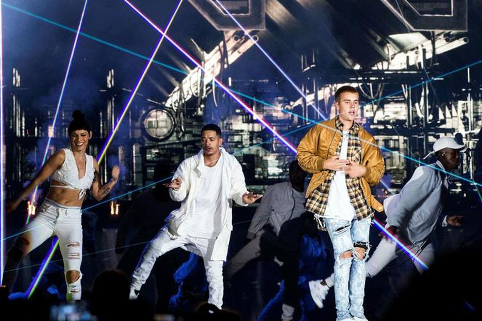 Justin Bieber á tónleikum sínum í Kórnum á fimmtudagskvöld.