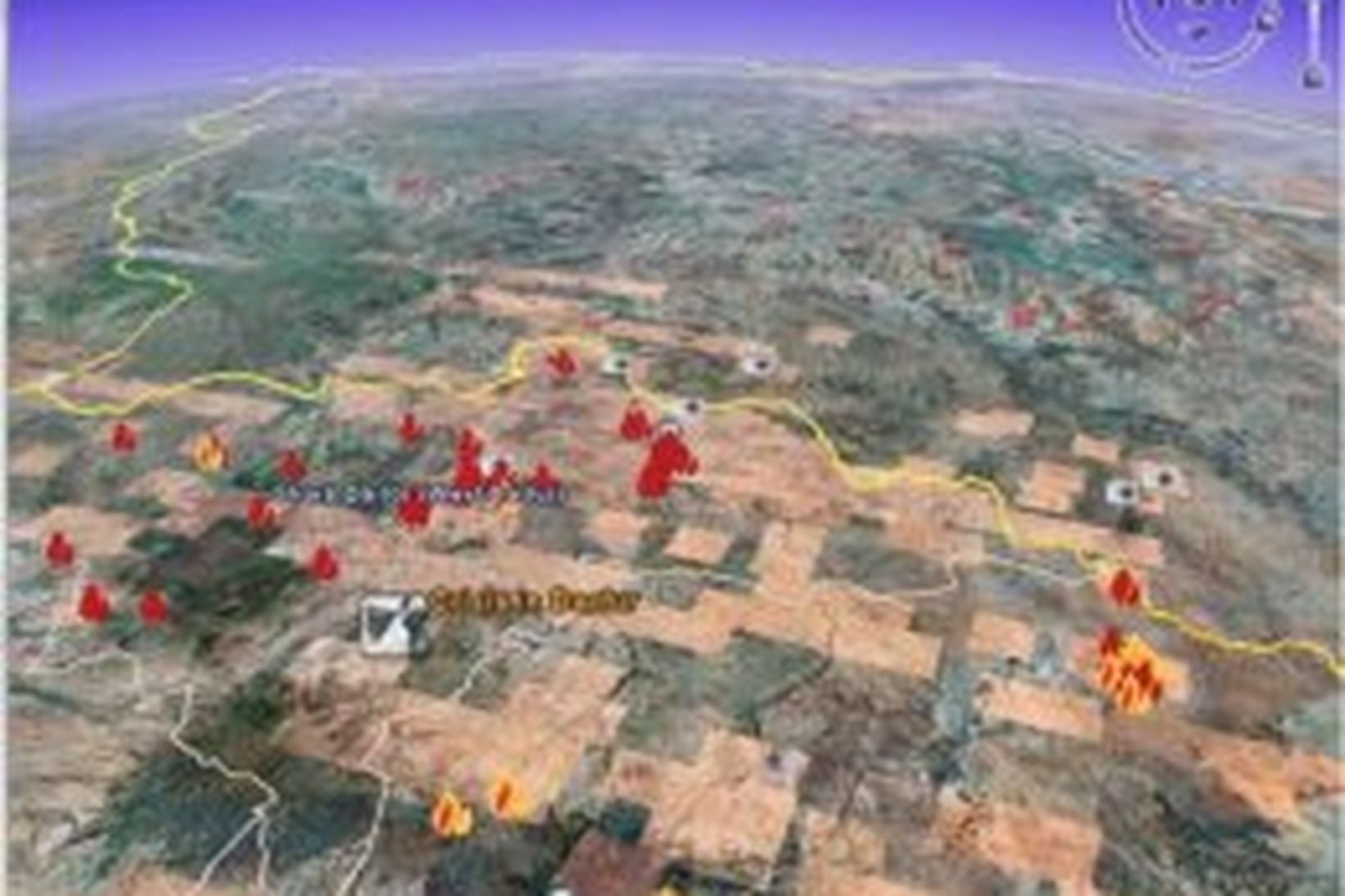 Myndir af vef Google Earth sem sýnir Darfur-hérað í Súdan