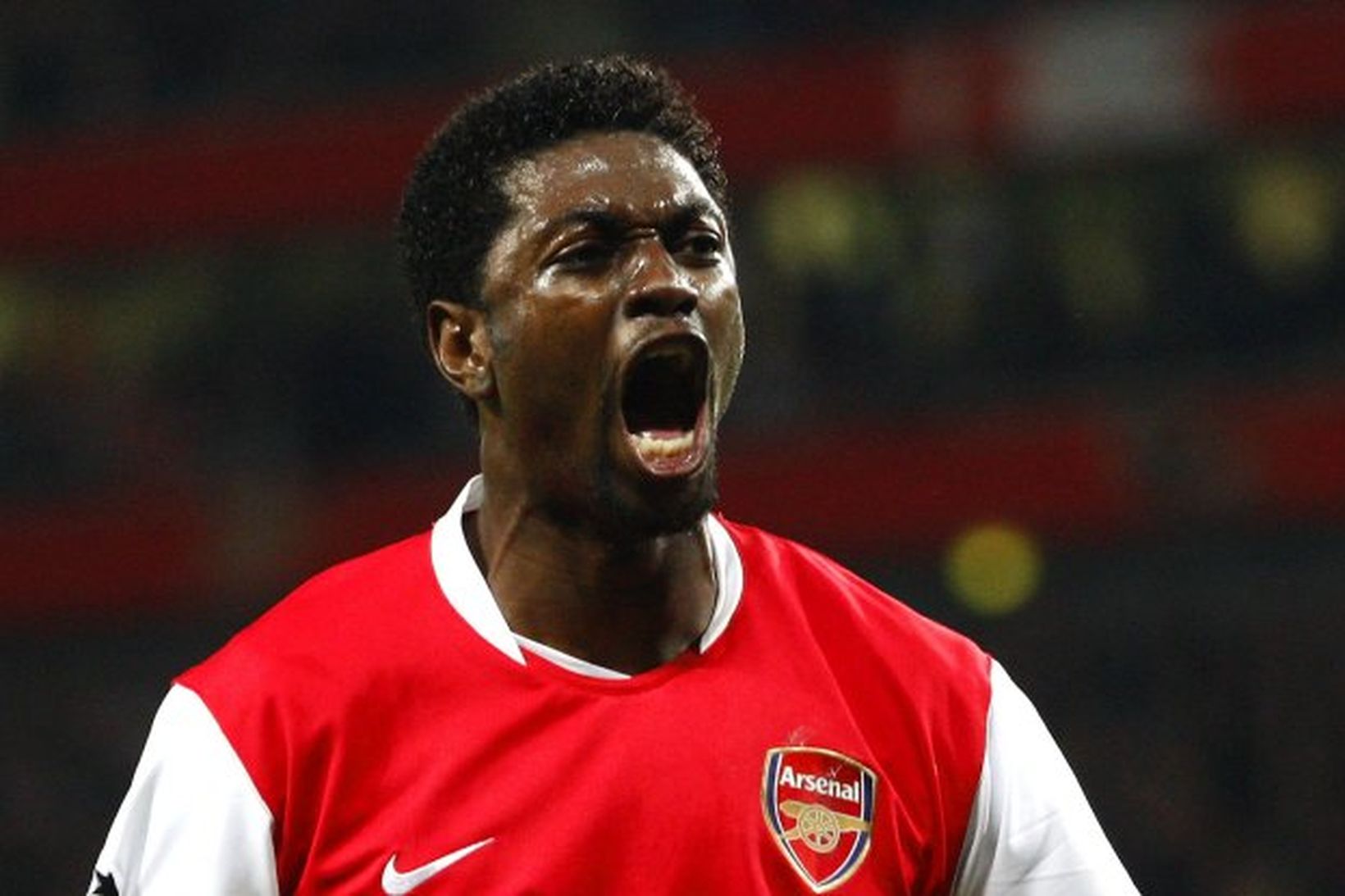 Emmanuel Adebayor skoraði sigurmark Arsenal gegn Real Madríd.
