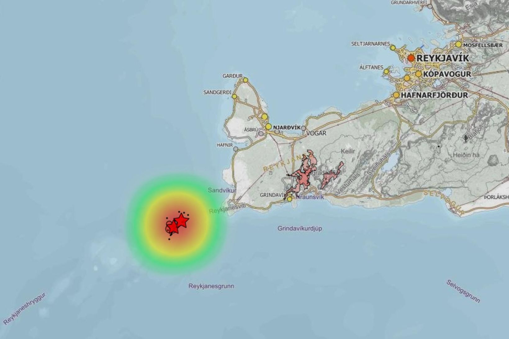 Tveir skjálftar yfir 3 að stærð hafa mælst við Eldey …