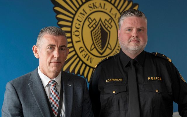 Alan Brady, yfirrannsóknarlögreglufulltrúi írsku lögreglunnar og Eiríkur Valberg, fulltrúi í rannsóknardeild lögreglunnar á höfuðborgarsvæðinu.