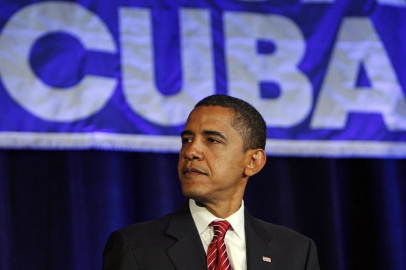 Barack Obama á kosningafundi í Miami.