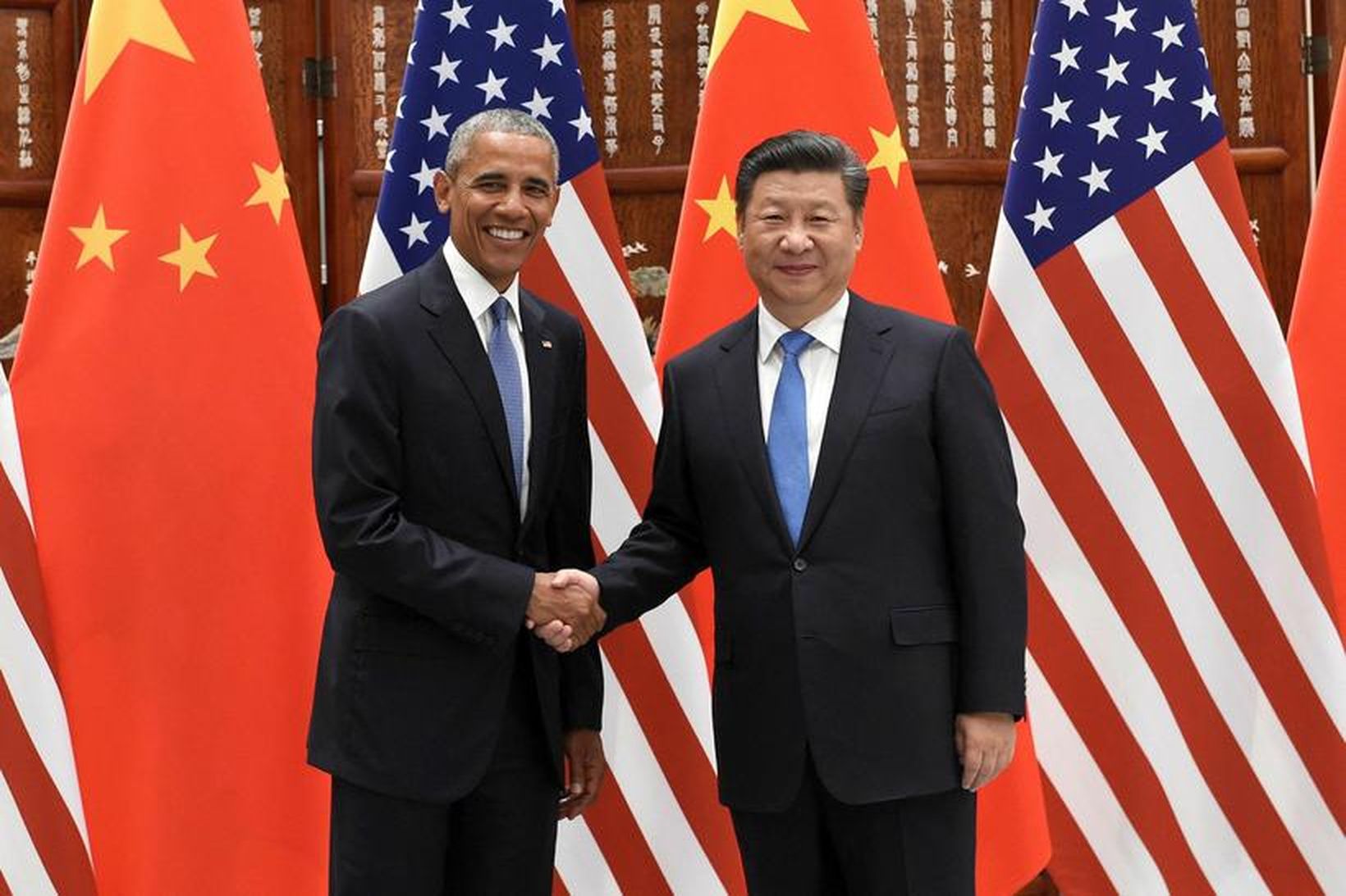 Forseti Kína Xi Jinping ásamt bandarískum starfsbróður sínum, Barack Obama.