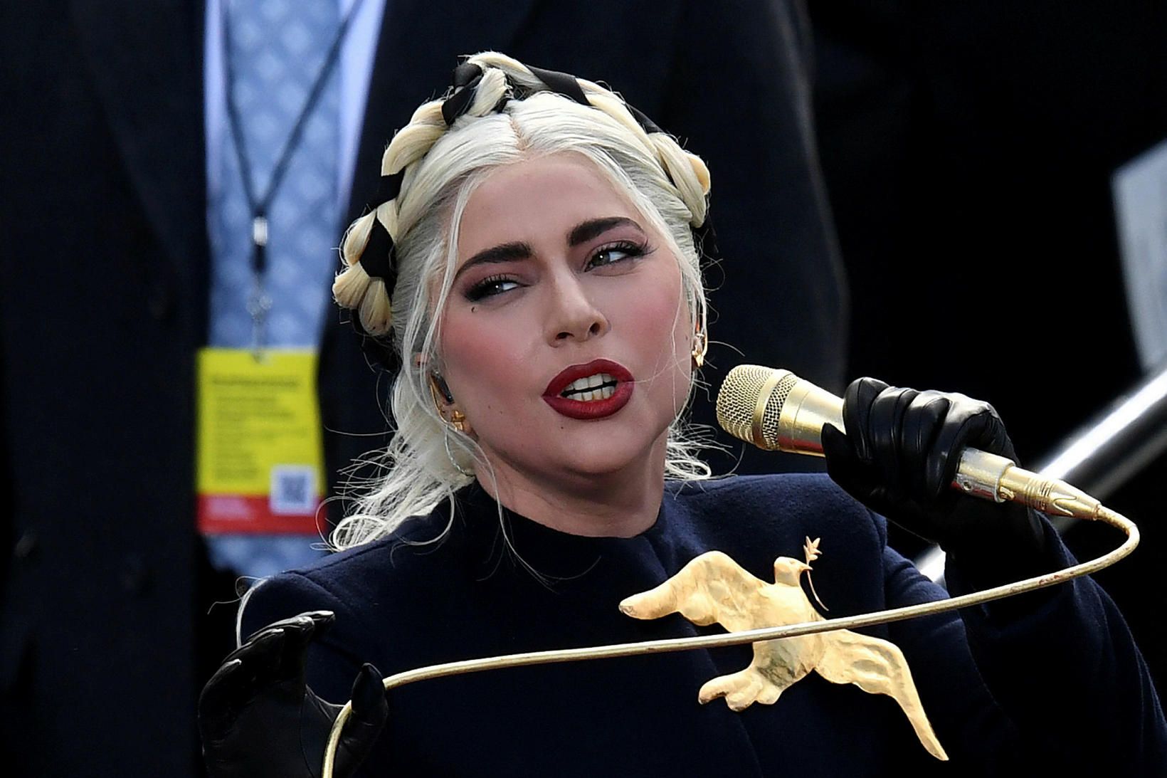 Lady Gaga við innsetningu Joe Bidens Bandaríkjaforseta.