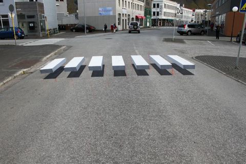 The crosswalk works well as a speed bump.