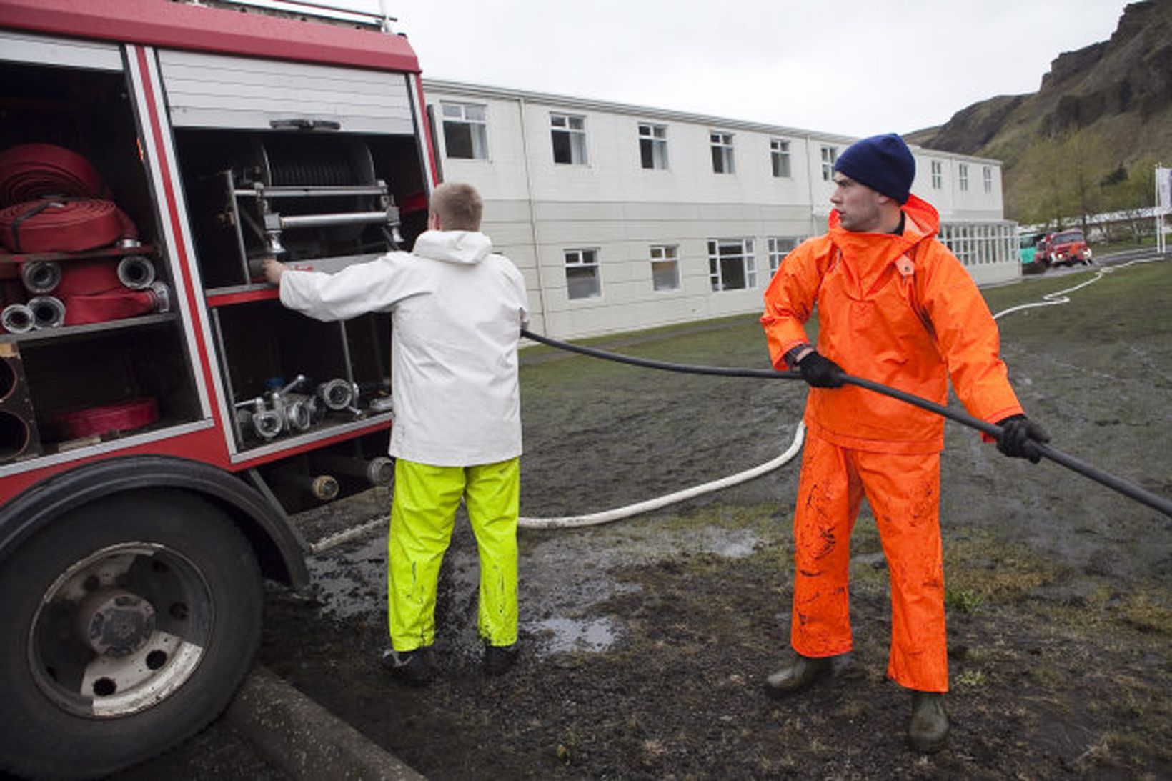 Unnið að hreinsun á Kirkjubæjarklaustri.