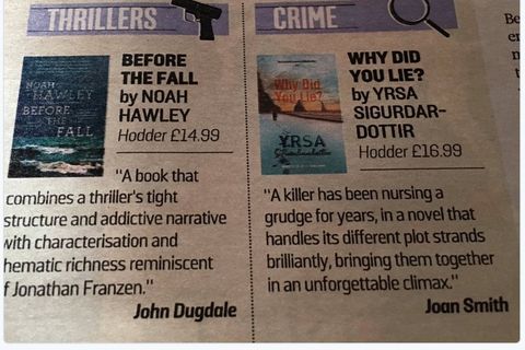 Why did you lie? voted best crime novel of the year.