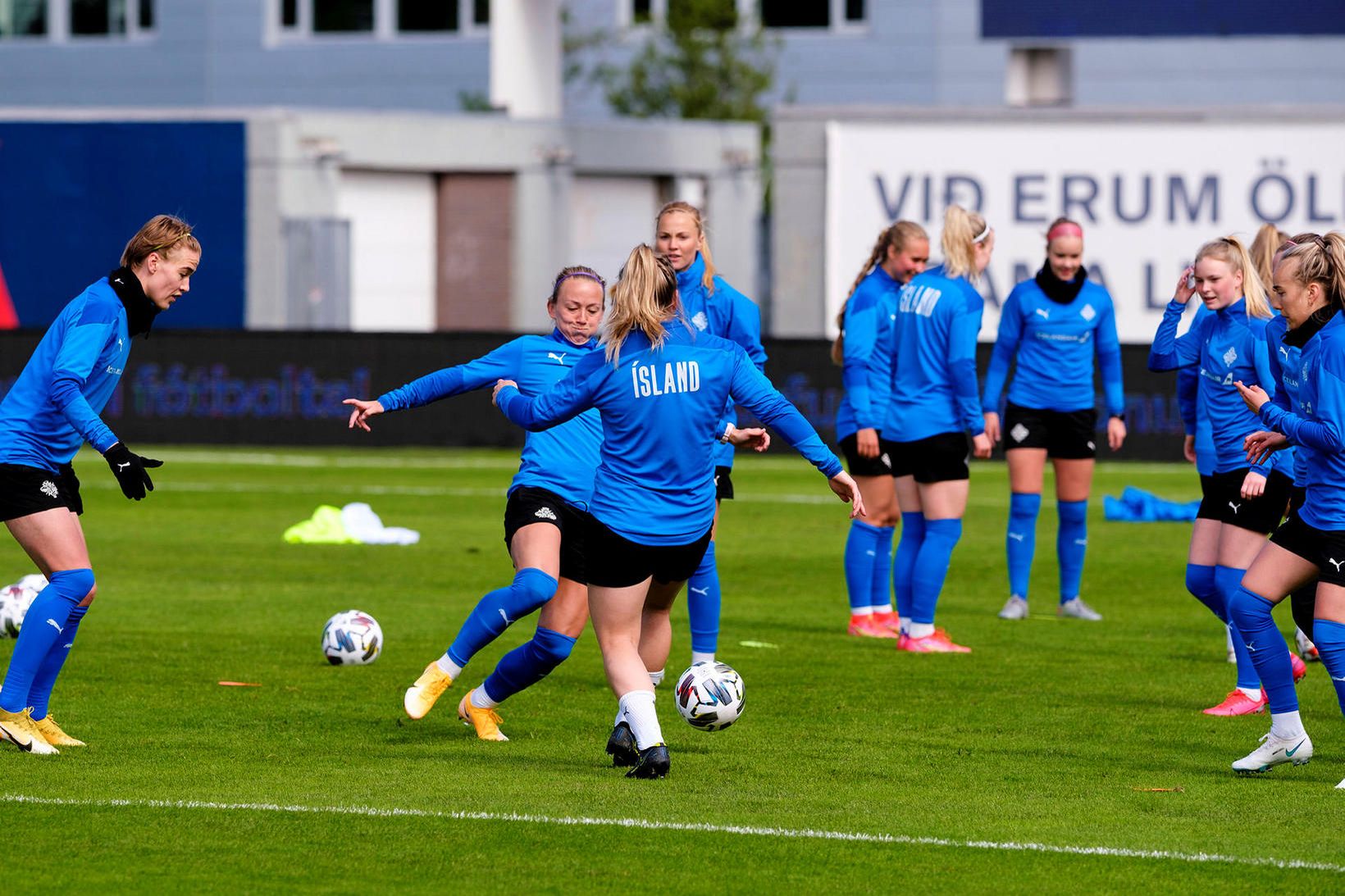 Gunnhildur Yrsa Jónsdóttir á æfingu landsliðsins í dag.