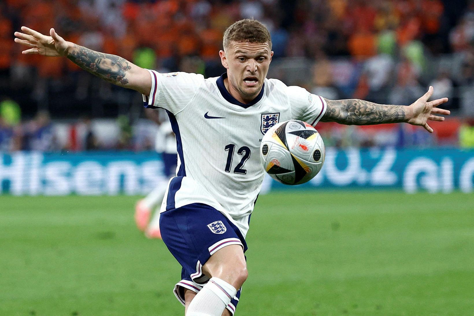 Kieran Trippier í leik með Englandi á EM í Þýskalandi …