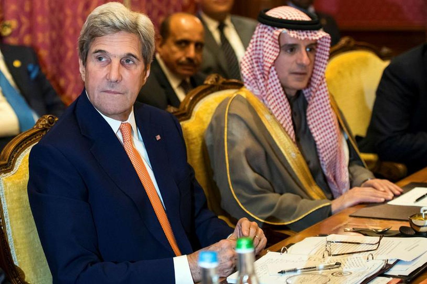 John Kerry, utanríkisráðherra Bandaríkjanna, og Adel al-Jubeir, utanríkisráðherra Sádi-Arabíu, á …