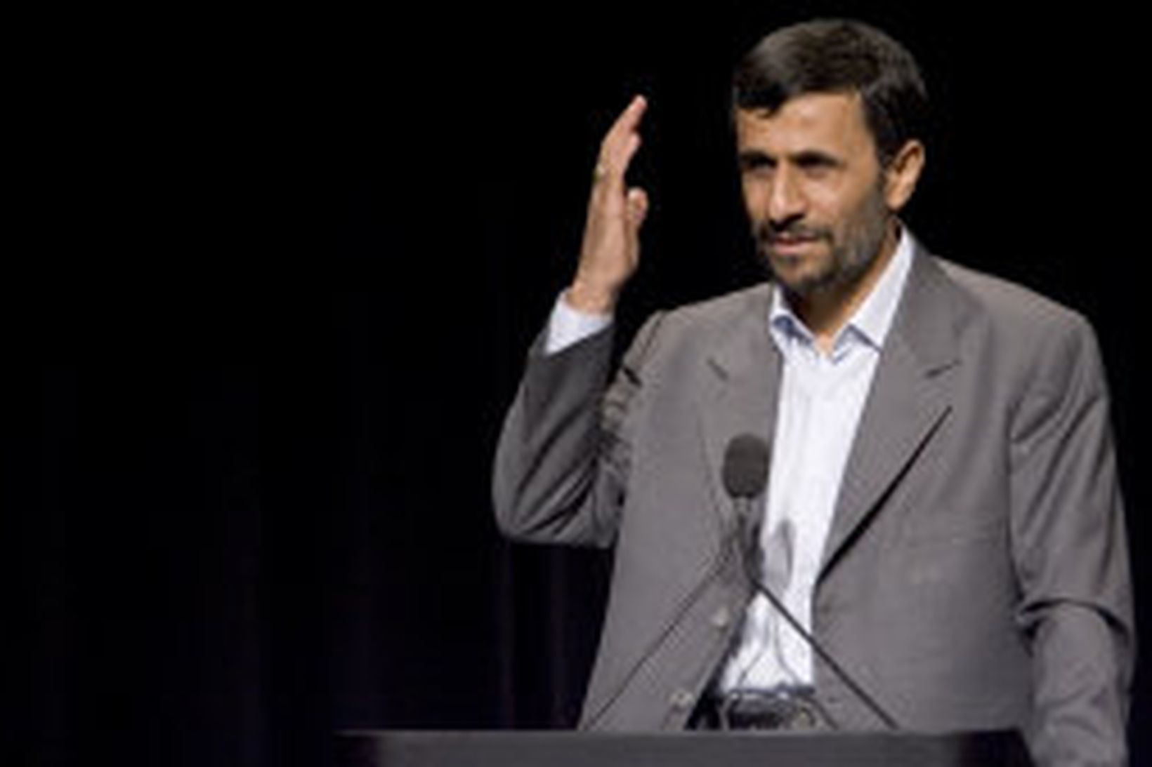 Mahmoud Ahmadinejad, forseti Írans, er hann ávarpaði nemendur í Columbia-háskólanum …