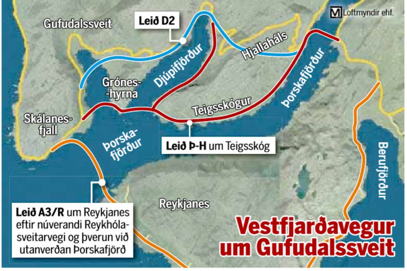 Valkostirnir við vegabætur á Vestfjarðavegi.