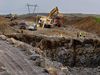 Work underway on construction of a diversion channel for the Hvammsvirkjun power plant.