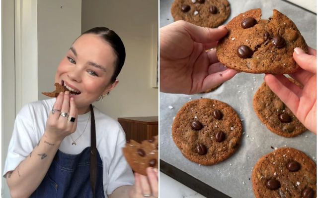 Elenora Rós Georgsdóttir bakaði þessar dásamlegu bananabrauðs- og súkkulaðibitakökur fyrir fylgjendur sína sem bráðna í …