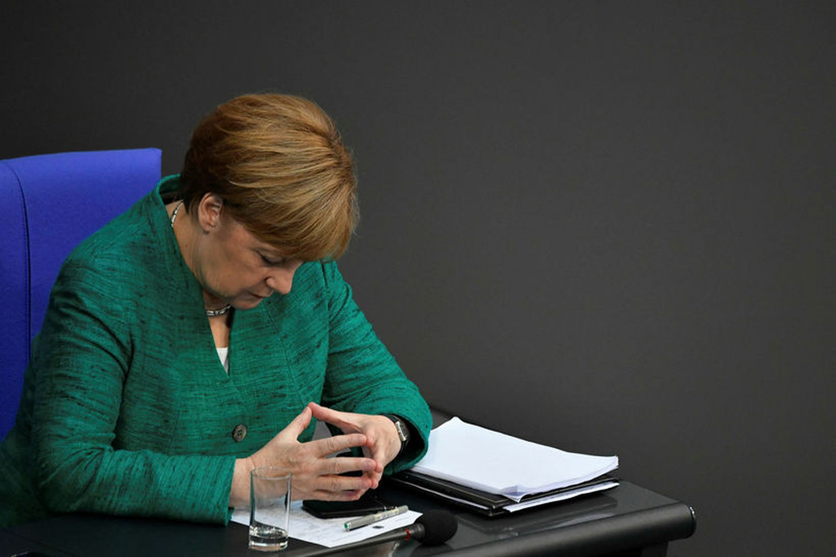 Angela Merkel kanslari á þýska þinginu í dag.
