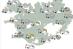 Veðurkort Veðurstofu Íslands klukkan 12 á hádegi.