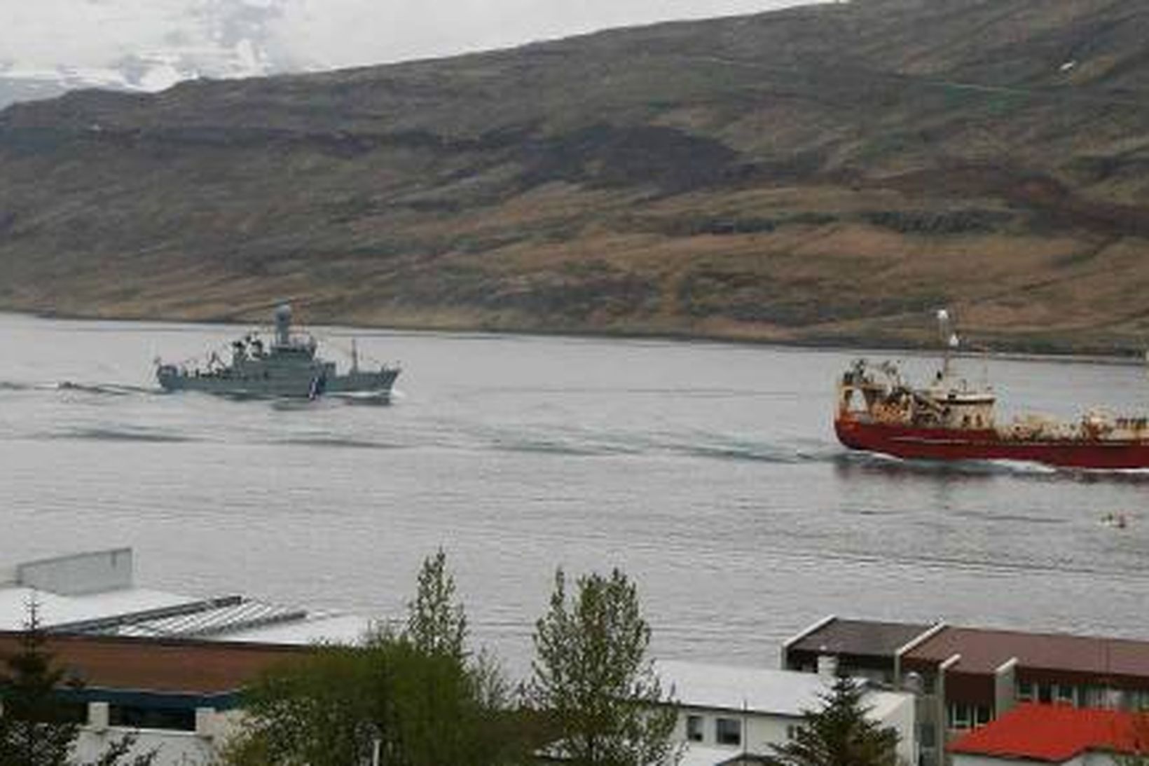 Varðskipið Týr tók þátt í hópsiglingu á Eskifirði.