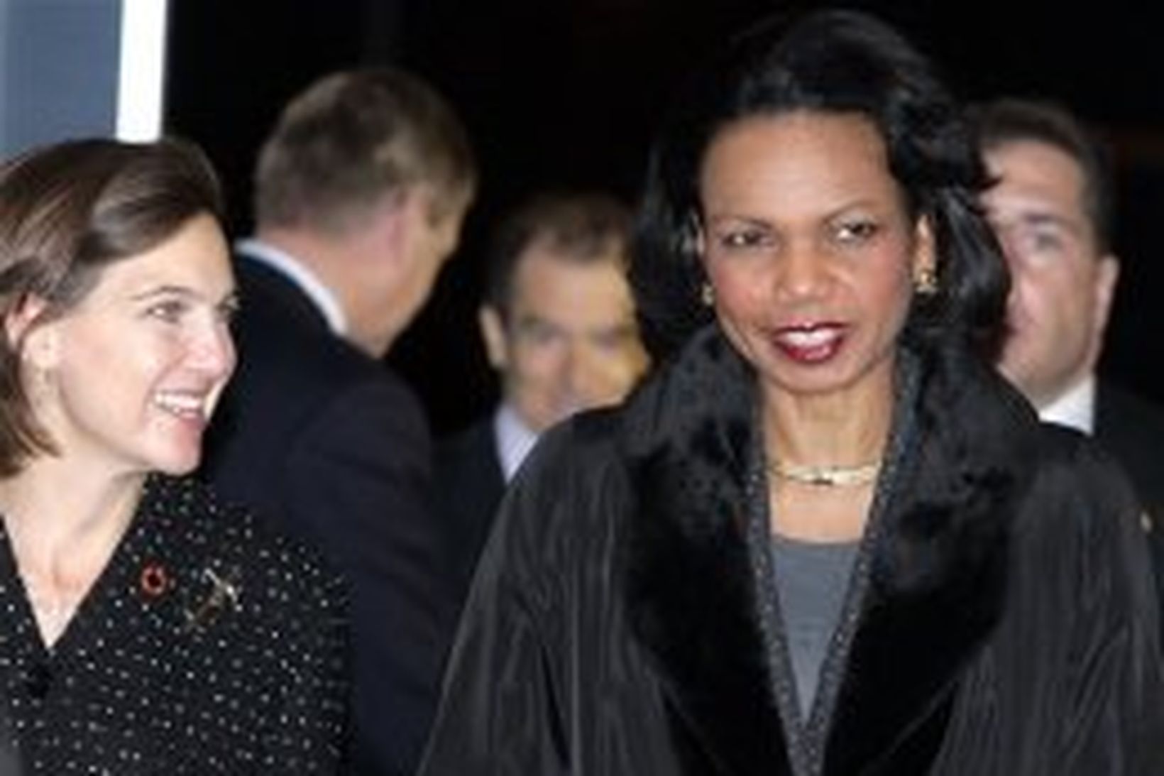 Condoleezza Rice kemur til höfuðstöðva NATO í Brussel í morgun.