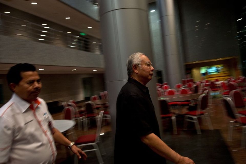 Malasíski forsætisráðherrann Najib Razak á flugvellinum í Kuala Lumpur í dag.