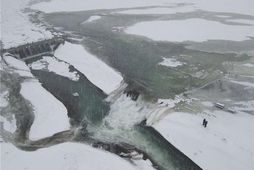 Lögreglan á Suðurlandi kannaði aðstæður í hádeginu í dag og var þessi mynd þá tekin.