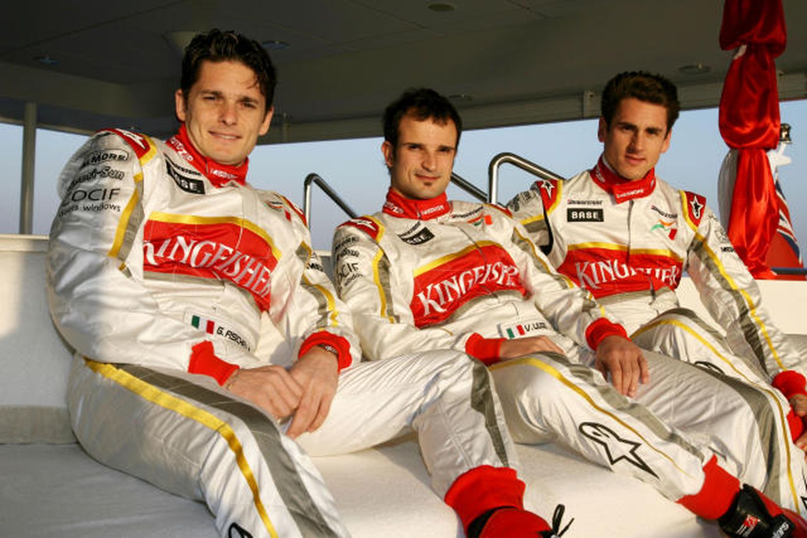 Liuzzi, milli Fisichella (l.t.v.) og Sutil.