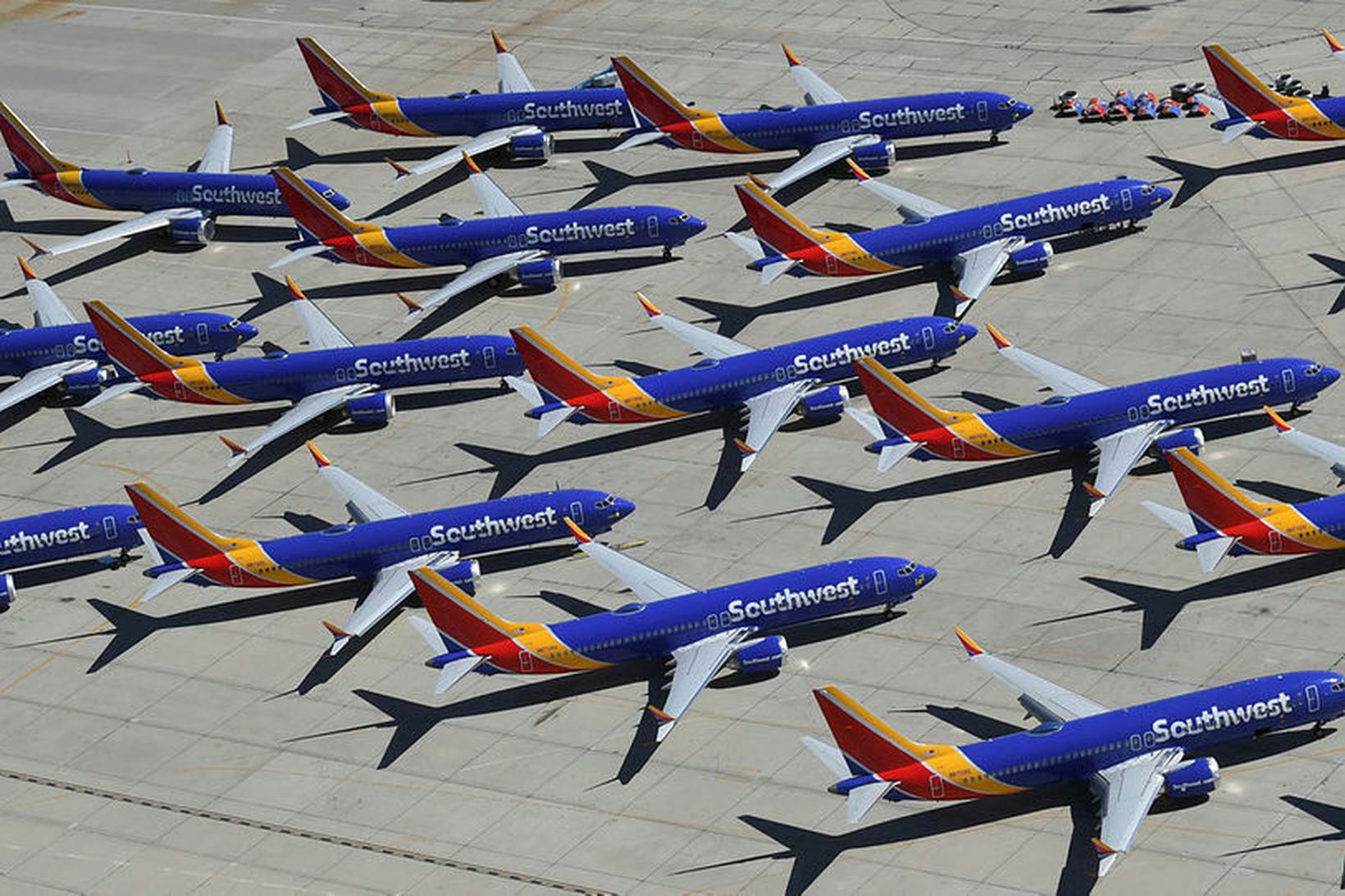 Hluti kyrrsettra Boeing 737 MAX flugvéla Southwest Airlines kyrrsettur á …
